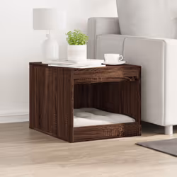vidaXL Cat Litter Box Enclosure Cat House End Table Engineered Wood - brown oak