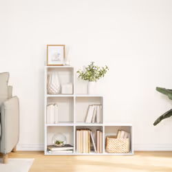 vidaXL Room Divider Bookcase Storage Shelf Book Rack Bookshelf Engineered Wood - white, 99 x 29 x 99 cm