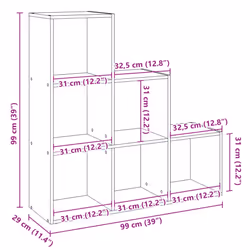 vidaXL Room Divider Bookcase Storage Shelf Book Rack Bookshelf Engineered Wood - white, 99 x 29 x 99 cm