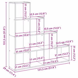 vidaXL Room Divider Bookcase Storage Shelf Book Rack Bookshelf Engineered Wood - white, 131,5 x 29 x 131,5 cm