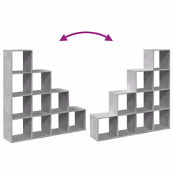 vidaXL Room Divider Bookcase Storage Shelf Book Rack Bookshelf Engineered Wood - concrete grey, 131,5 x 29 x 131,5 cm - Additional view 7
