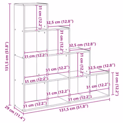 vidaXL Room Divider Bookcase Storage Shelf Book Rack Bookshelf Engineered Wood - smoked oak, 131,5 x 29 x 131,5 cm