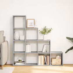 vidaXL Room Divider Bookcase Storage Shelf Book Rack Bookshelf Engineered Wood - grey sonoma, 131,5 x 29 x 131,5 cm