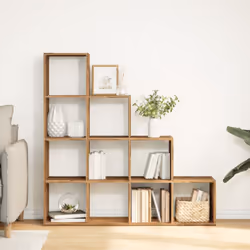 vidaXL Room Divider Bookcase Storage Shelf Book Rack Bookshelf Engineered Wood - old wood, 131,5 x 29 x 131,5 cm