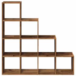 vidaXL Room Divider Bookcase Storage Shelf Book Rack Bookshelf Engineered Wood - old wood, 131,5 x 29 x 131,5 cm - Additional view 4