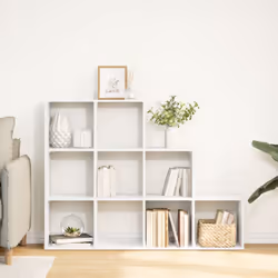 vidaXL Room Divider Bookcase Storage Shelf Book Rack Bookshelf Engineered Wood - white, 137,5 x 29 x 103,5 cm