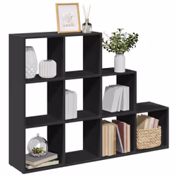 vidaXL Room Divider Bookcase Storage Shelf Book Rack Bookshelf Engineered Wood - black, 137,5 x 29 x 103,5 cm