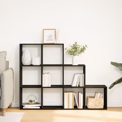 vidaXL Room Divider Bookcase Storage Shelf Book Rack Bookshelf Engineered Wood - black, 137,5 x 29 x 103,5 cm