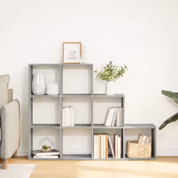 vidaXL Room Divider Bookcase Storage Shelf Book Rack Bookshelf Engineered Wood - concrete grey, 137,5 x 29 x 103,5 cm