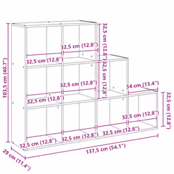 vidaXL Room Divider Bookcase Storage Shelf Book Rack Bookshelf Engineered Wood - concrete grey, 137,5 x 29 x 103,5 cm