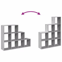 vidaXL Room Divider Bookcase Storage Shelf Book Rack Bookshelf Engineered Wood - grey sonoma, 137,5 x 29 x 103,5 cm - Additional view 7