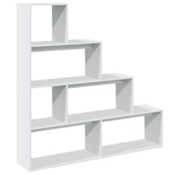 vidaXL Room Divider Bookcase Bookshelf 4-Tier Shelf Book Rack Engineered Wood - white, 143.5 x 29 x 143.5 cm