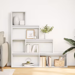 vidaXL Room Divider Bookcase Bookshelf 4-Tier Shelf Book Rack Engineered Wood - white, 143.5 x 29 x 143.5 cm