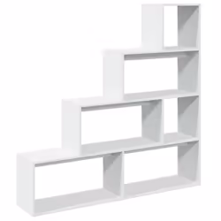 vidaXL Room Divider Bookcase Bookshelf 4-Tier Shelf Book Rack Engineered Wood - white, 143.5 x 29 x 143.5 cm - Additional view 6