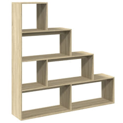 vidaXL Room Divider Bookcase Bookshelf 4-Tier Shelf Book Rack Engineered Wood - sonoma oak, 143.5 x 29 x 143.5 cm