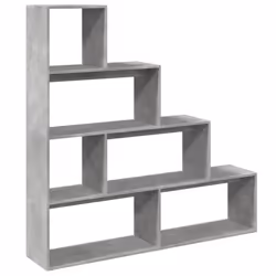 vidaXL Room Divider Bookcase Bookshelf 4-Tier Concrete Grey Engineered Wood