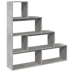 vidaXL Room Divider Bookcase Bookshelf 4-Tier Concrete Grey Engineered Wood