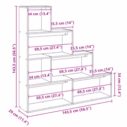 vidaXL Room Divider Bookcase Bookshelf 4-Tier Concrete Grey Engineered Wood