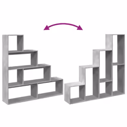 vidaXL Room Divider Bookcase Bookshelf 4-Tier Concrete Grey Engineered Wood - Additional view 7