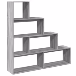 vidaXL Room Divider Bookcase Bookshelf 4-Tier Shelf Book Rack Engineered Wood - grey sonoma, 143.5 x 29 x 143.5 cm
