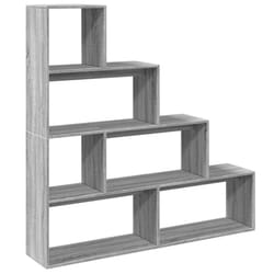 vidaXL Room Divider Bookcase Bookshelf 4-Tier Shelf Book Rack Engineered Wood - grey sonoma, 143.5 x 29 x 143.5 cm