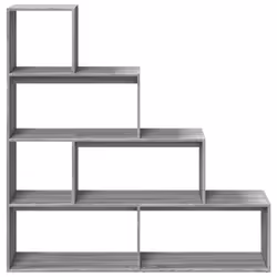 vidaXL Room Divider Bookcase Bookshelf 4-Tier Shelf Book Rack Engineered Wood - grey sonoma, 143.5 x 29 x 143.5 cm - Additional view 4