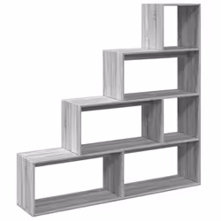 vidaXL Room Divider Bookcase Bookshelf 4-Tier Shelf Book Rack Engineered Wood - grey sonoma, 143.5 x 29 x 143.5 cm - Additional view 6