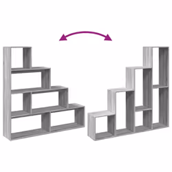 vidaXL Room Divider Bookcase Bookshelf 4-Tier Shelf Book Rack Engineered Wood - grey sonoma, 143.5 x 29 x 143.5 cm - Additional view 7