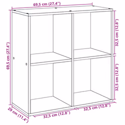 vidaXL Room Divider Bookcase Book Rack Bookshelf Engineered Wood - old wood, 69.5 x 29 x 69.5 cm