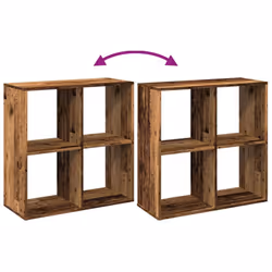 vidaXL Room Divider Bookcase Book Rack Bookshelf Engineered Wood - old wood, 69.5 x 29 x 69.5 cm - Additional view 7