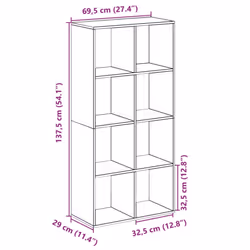 vidaXL Room Divider Bookcase Book Rack Bookshelf Engineered Wood - old wood, 69.5 x 29 x 137.5 cm