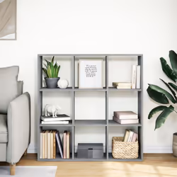 vidaXL Room Divider Bookcase Book Rack Bookshelf Engineered Wood - concrete grey, 102 x 29 x 103.5 cm