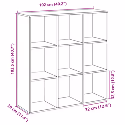 vidaXL Room Divider Bookcase Book Rack Bookshelf Engineered Wood - concrete grey, 102 x 29 x 103.5 cm