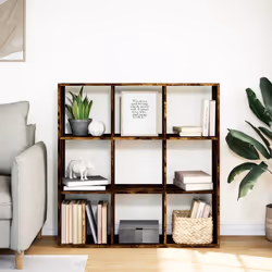 vidaXL Room Divider Bookcase Book Rack Bookshelf Engineered Wood - smoked oak, 102 x 29 x 103.5 cm