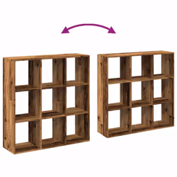 vidaXL Room Divider Bookcase Book Rack Bookshelf Engineered Wood - old wood, 102 x 29 x 103.5 cm - Additional view 7