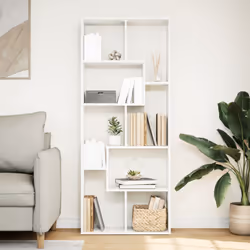 vidaXL Room Divider Bookcase Shelf Bookshelf Engineered Wood - white