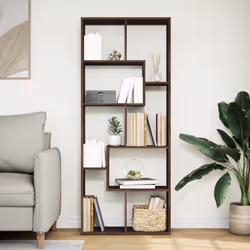 vidaXL Room Divider Bookcase Shelf Bookshelf Engineered Wood - brown oak