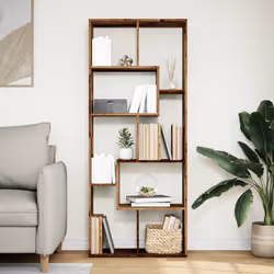 vidaXL Room Divider Bookcase Shelf Bookshelf Engineered Wood - old wood