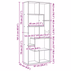 vidaXL Room Divider Bookcase Shelf Bookshelf Engineered Wood - old wood
