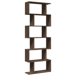 vidaXL Room Divider Bookcase 6-Tier Shelf Bookshelf Engineered Wood - brown oak, 70 x 24 x 193 cm
