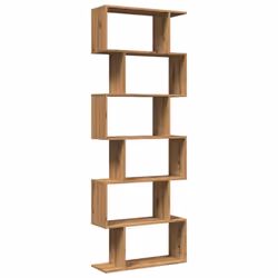 vidaXL Room Divider Bookcase 6-Tier Shelf Bookshelf Engineered Wood - artisan oak, 70 x 24 x 193 cm