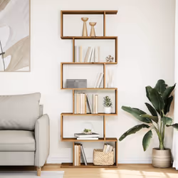 vidaXL Room Divider Bookcase 6-Tier Shelf Bookshelf Engineered Wood - artisan oak, 70 x 24 x 193 cm