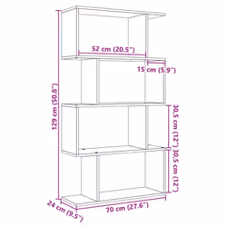 vidaXL Room Divider Bookcase 6-Tier Shelf Bookshelf Engineered Wood - concrete grey, 70 x 24 x 129 cm
