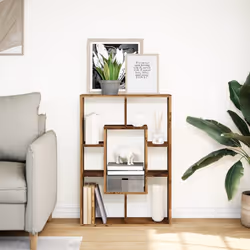vidaXL Bookcase Bookshelf Rack Storage Cabinet Engineered Wood - old wood