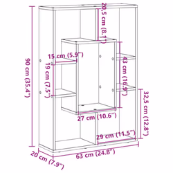 vidaXL Bookcase Bookshelf Rack Storage Cabinet Engineered Wood - old wood