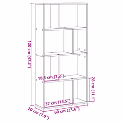vidaXL Bookcase Bookshelf Storage Cabinet Book Stand Book Rack Engineered Wood - artisan oak, 60 x 20 x 120 cm - Additional view 10