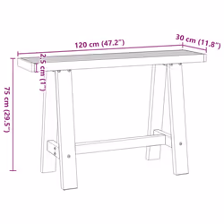 vidaXL Console Table Coffee Table Hall Accent End Table NOAIN Solid Wood Pine - a shape - Additional view 3