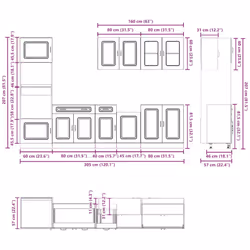 vidaXL 7 Piece Kitchen Cabinet Set Kalmar Grey Sonoma Engineered Wood - white