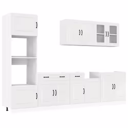 vidaXL 7 Piece Kitchen Cabinet Set Kalmar Grey Sonoma Engineered Wood - high gloss white