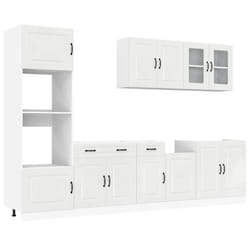 vidaXL 7 Piece Kitchen Cabinet Set Kalmar Grey Sonoma Engineered Wood - high gloss white